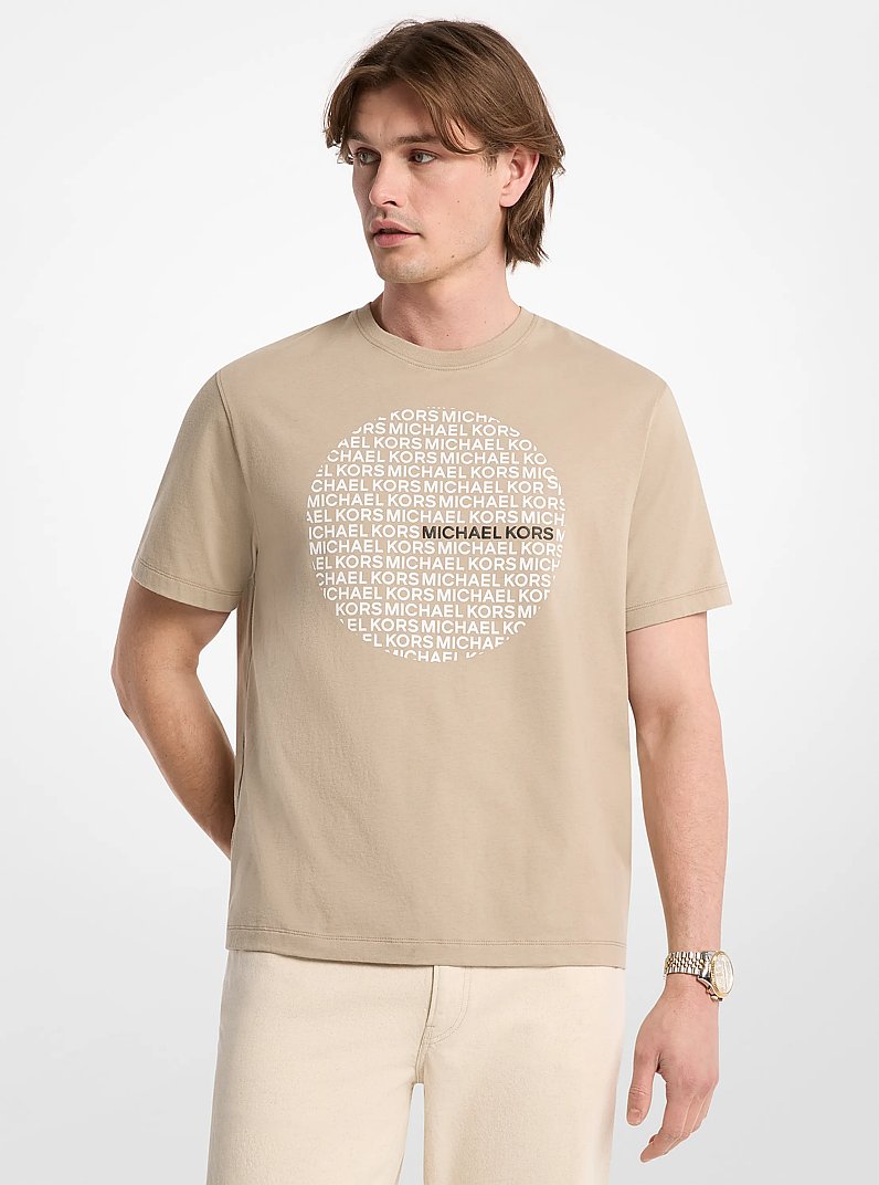 T-shirt in jersey di cotone con logo a cerchio in SALVIA POLVERE | Michael Kors