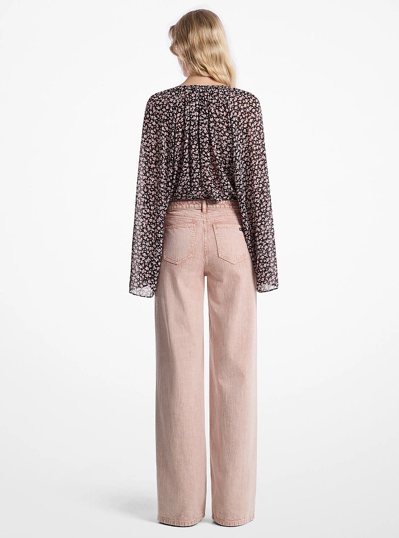 St&uuml;ckgef&auml;rbte Jeans mit weitem Bein in ROSE WATER | Michael Kors