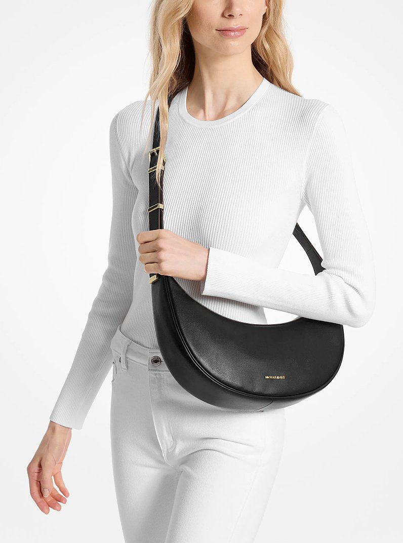 Avra Medium Leather Crossbody Bag in BLACK | Michael Kors