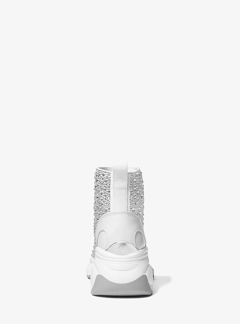 Zuma Embellished Stretch Knit Sock Sneaker in OPTIC WHITE | Michael Kors