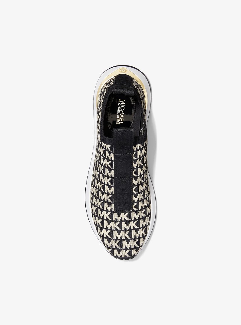 Bodie Metallic Logo Jacquard Slip-On Trainer in BLACK | Michael Kors