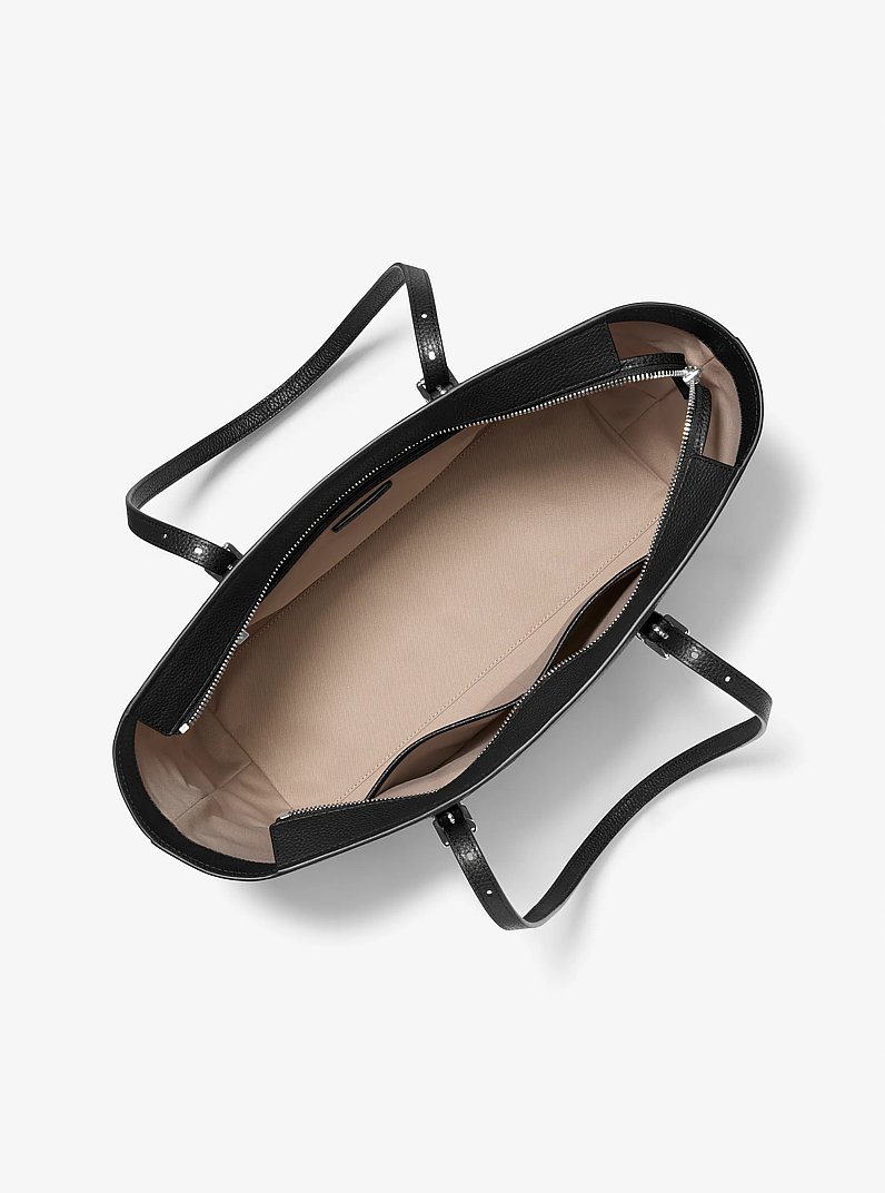 Quinn Large Pebbled Leather Tote Bag in BLACK | Michael Kors