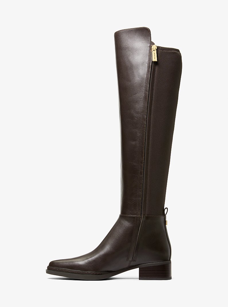 Lex Leather Stretch Riding Boot in CHOCOLATE | Michael Kors