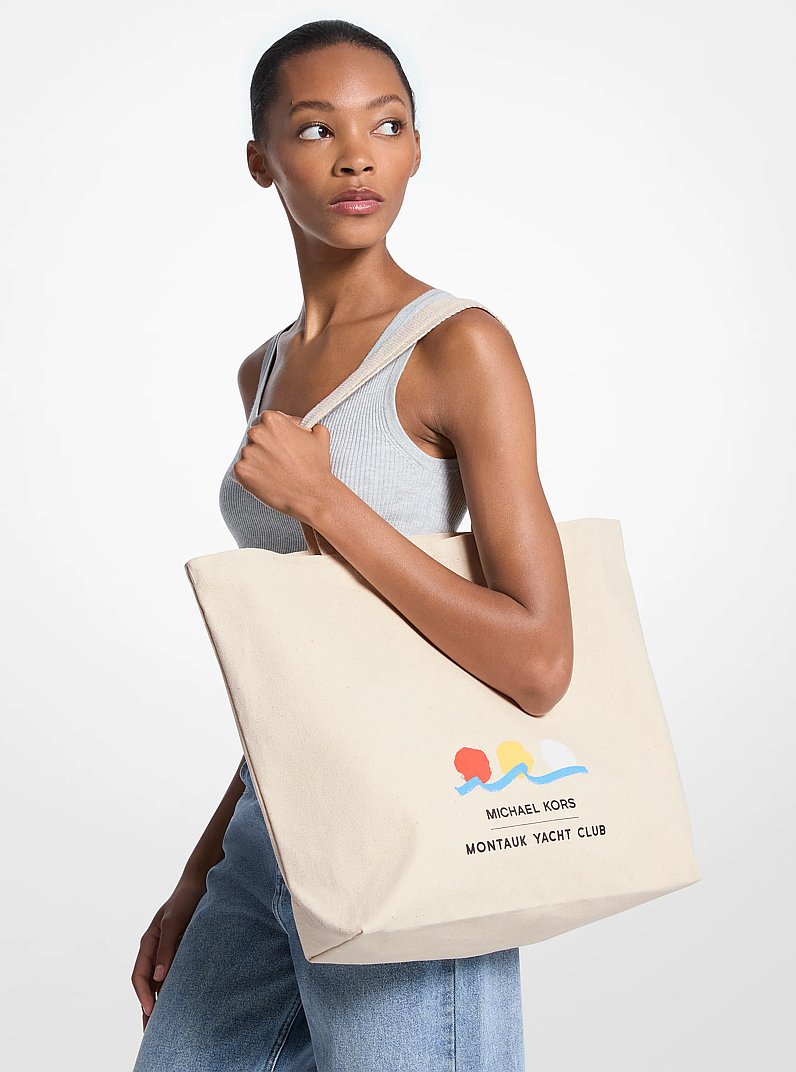 Michael Kors x Montauk Yacht Club Cotton Canvas Tote Bag in NATURAL | Michael Kors