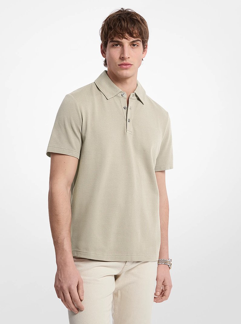 Stretch Cotton Polo Shirt in STONE | Michael Kors