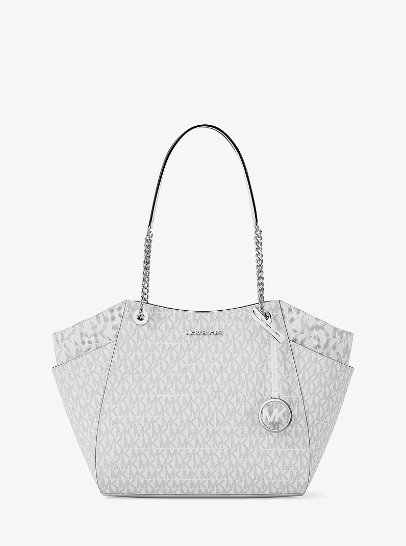 Jet Set Large Signature Logo Shoulder Bag in OPTIC WHITE | Michael Kors