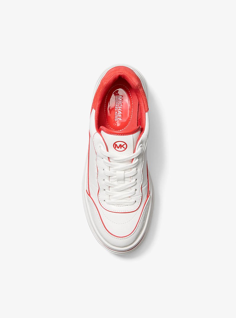 Sneaker Hayes van tweekleurig leer met plateauzool in GEBRAND SIENNA | Michael Kors