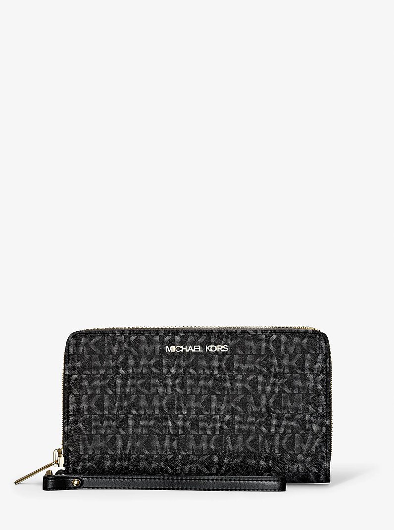 Billetera Jet Set grande para tel&eacute;fono con logotipo exclusivo in NEGRO | Michael Kors