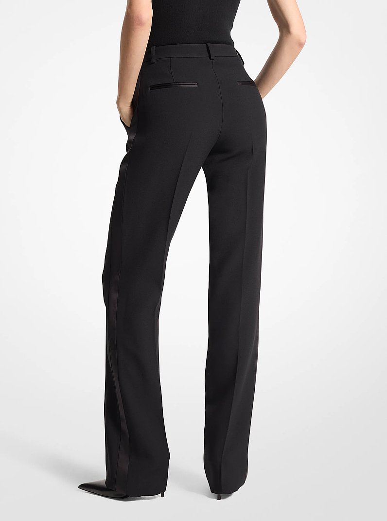 Double Crepe Sabl&eacute; Tuxedo Trousers in BLACK | Michael Kors