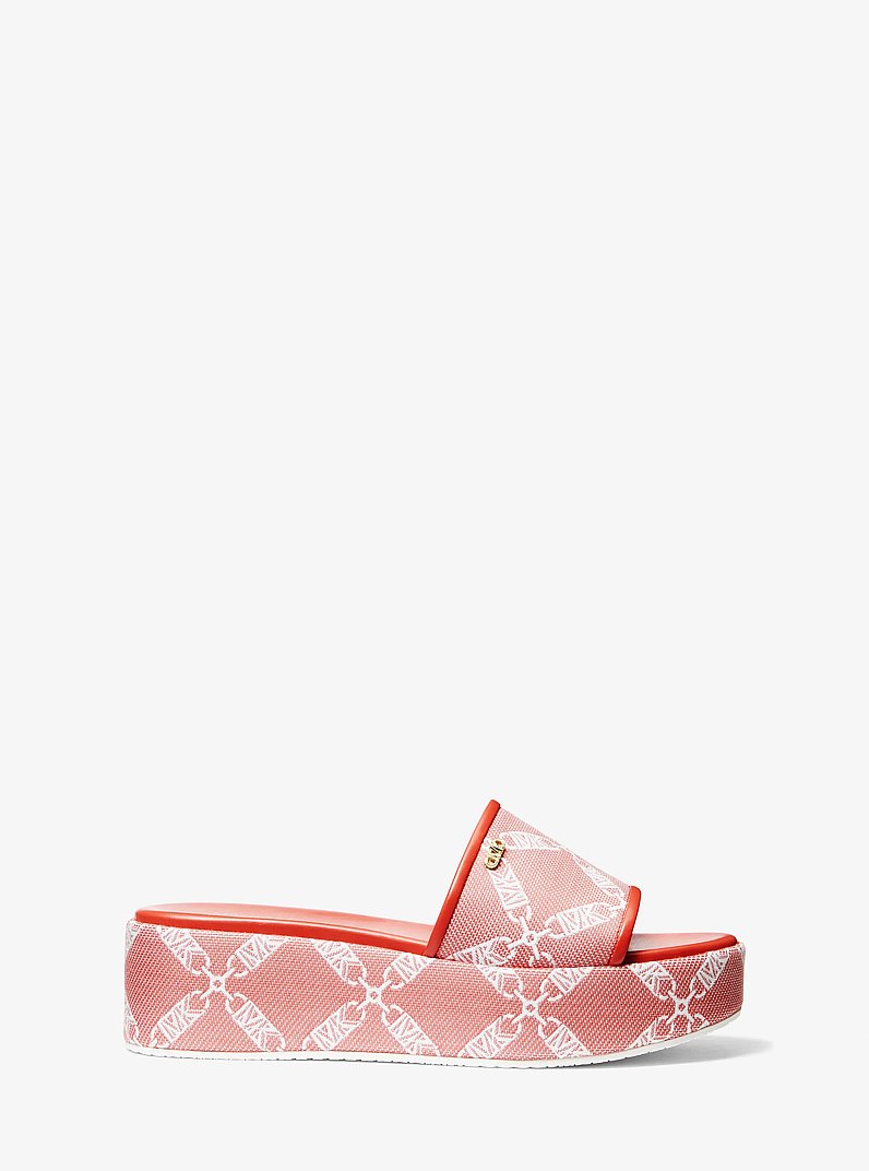Ember Empire Logo Jacquard Platform Sandal in SPICED CORAL | Michael Kors
