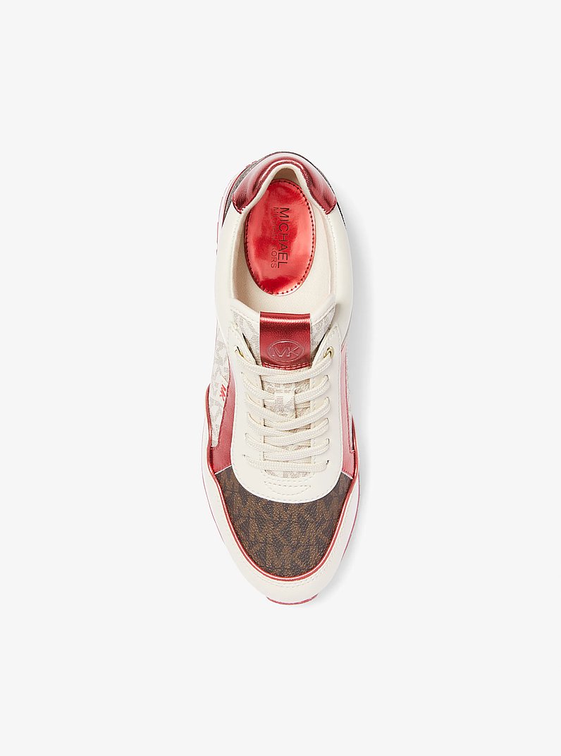 Maddy Color-Block Signature Logo Trainer in CRIMSON MULTI | Michael Kors