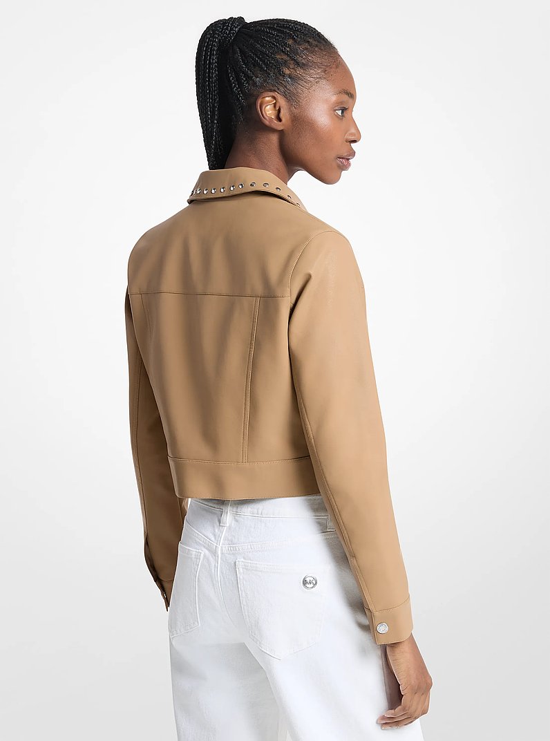 Studded Cropped Jacket in DARK CAMEL | Michael Kors