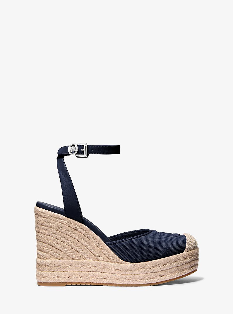 Larissa Cotton Canvas Espadrille Wedge in NAVY | Michael Kors