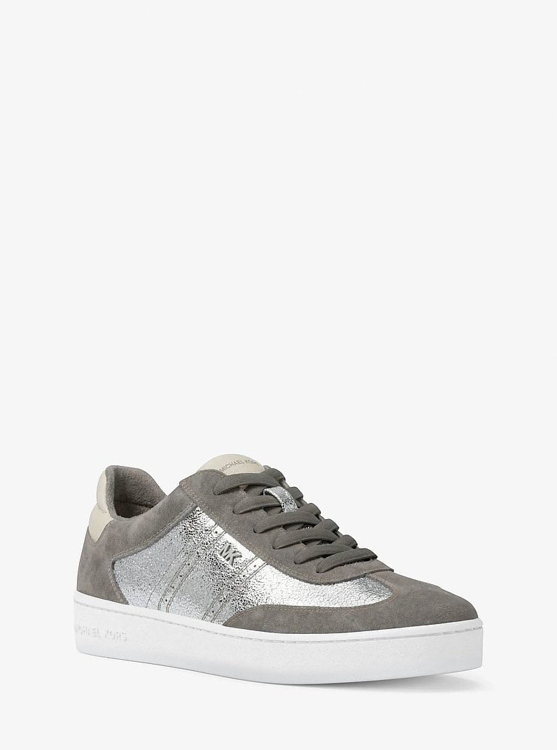 Cody Mixed-Media Sneaker in SILVER | Michael Kors