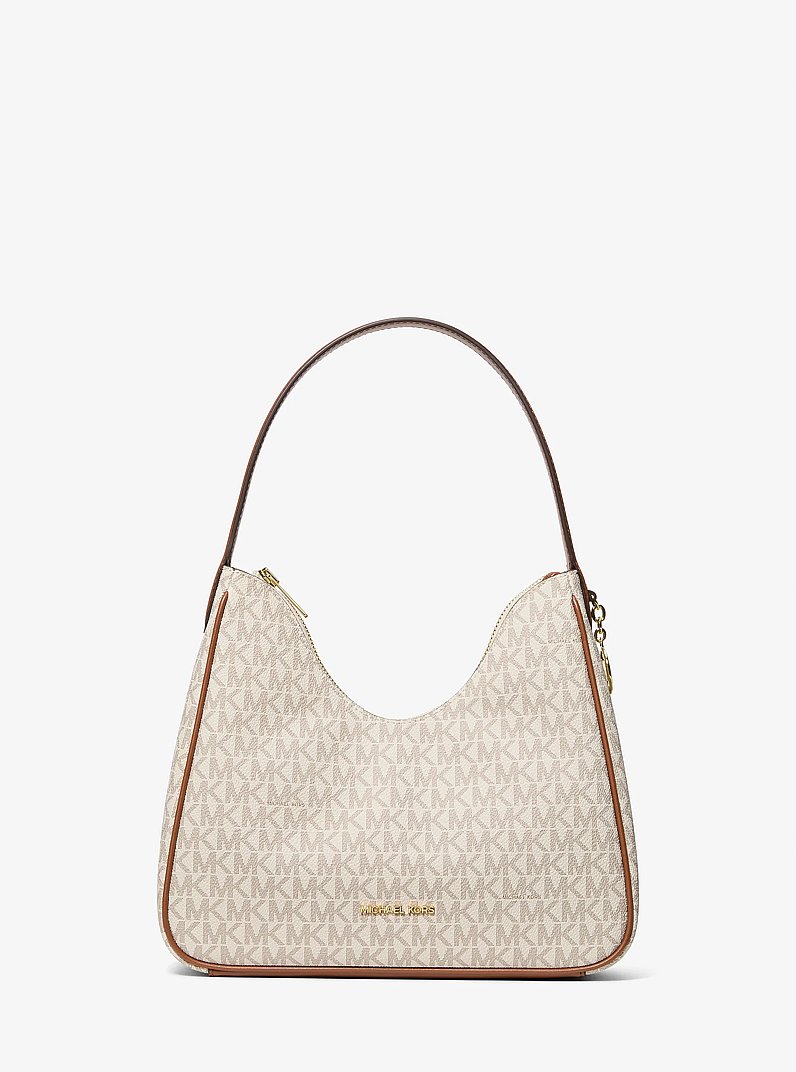 Nayla Small Signature Logo Hobo Shoulder Bag in VANILLA | Michael Kors