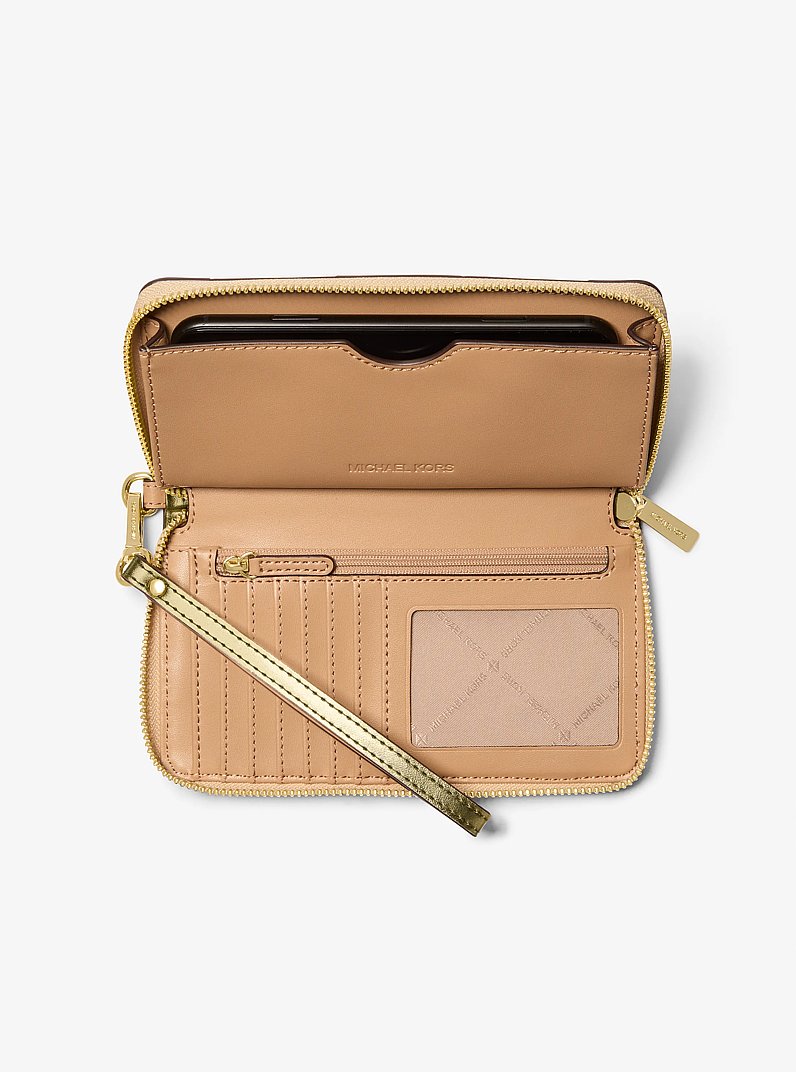 Jet Set Travel Large Metallic Smartphone Wallet in PALE GOLD | Michael Kors