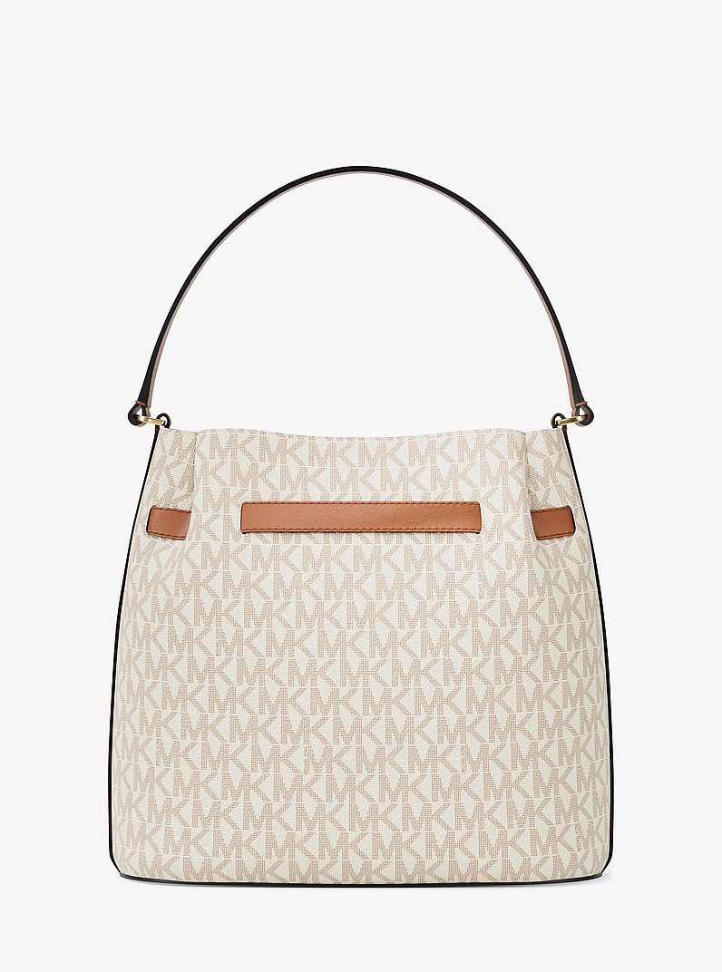 Carson Medium Signature Logo Convertible Bucket Crossbody Bag in VANILLA | Michael Kors