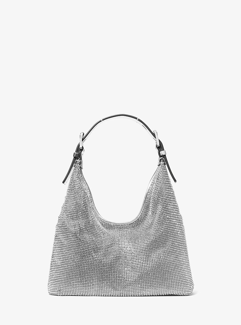 Limited-Edition Nolita Small Metallic Rhinestone Mesh Hobo Shoulder Bag