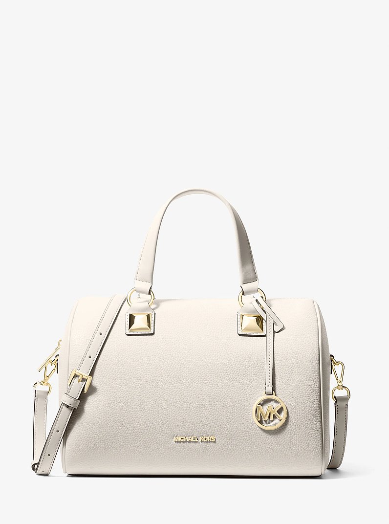 Grayson Medium Pebbled Leather Duffel Bag in LT CREAM | Michael Kors