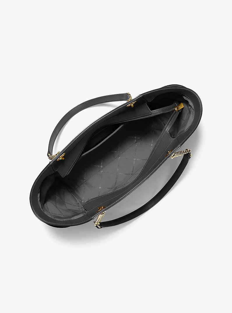 Jet Set Large Saffiano Leather Shoulder Bag in BLACK | Michael Kors