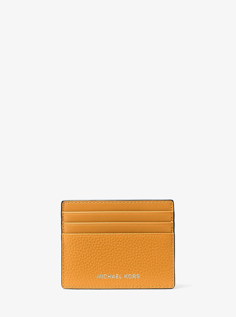 Cooper Pebbled Leather Tall Card Case in POP ORANGE | Michael Kors