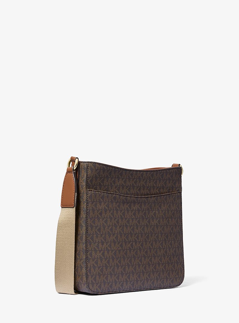 Jet Set Travel Small Signature Logo and Metallic Messenger Bag in BROWN | Michael Kors