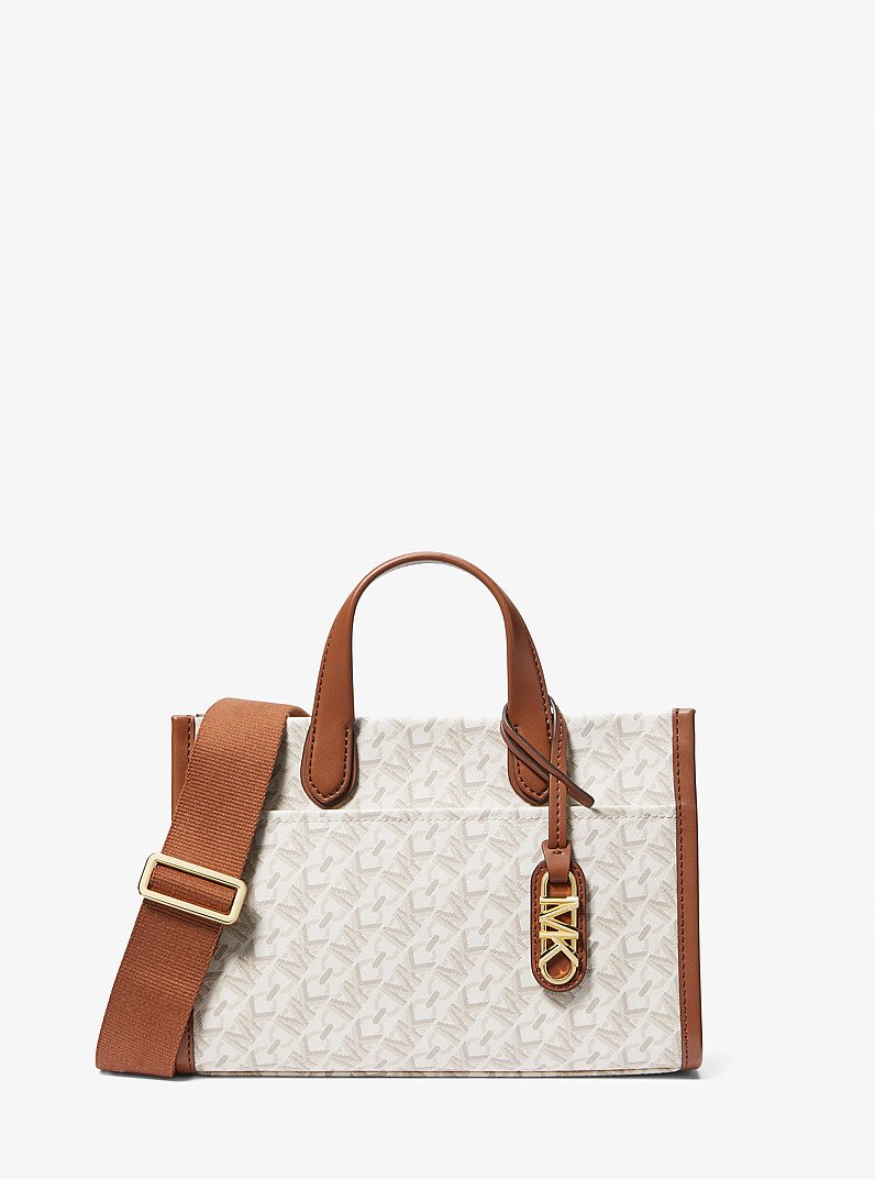 Gigi Small Empire Signature Logo Messenger Bag in VANILLA/LUGGAGE | Michael Kors