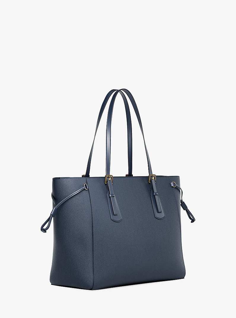 Voyager Large Saffiano Leather Tote Bag in NAVY | Michael Kors