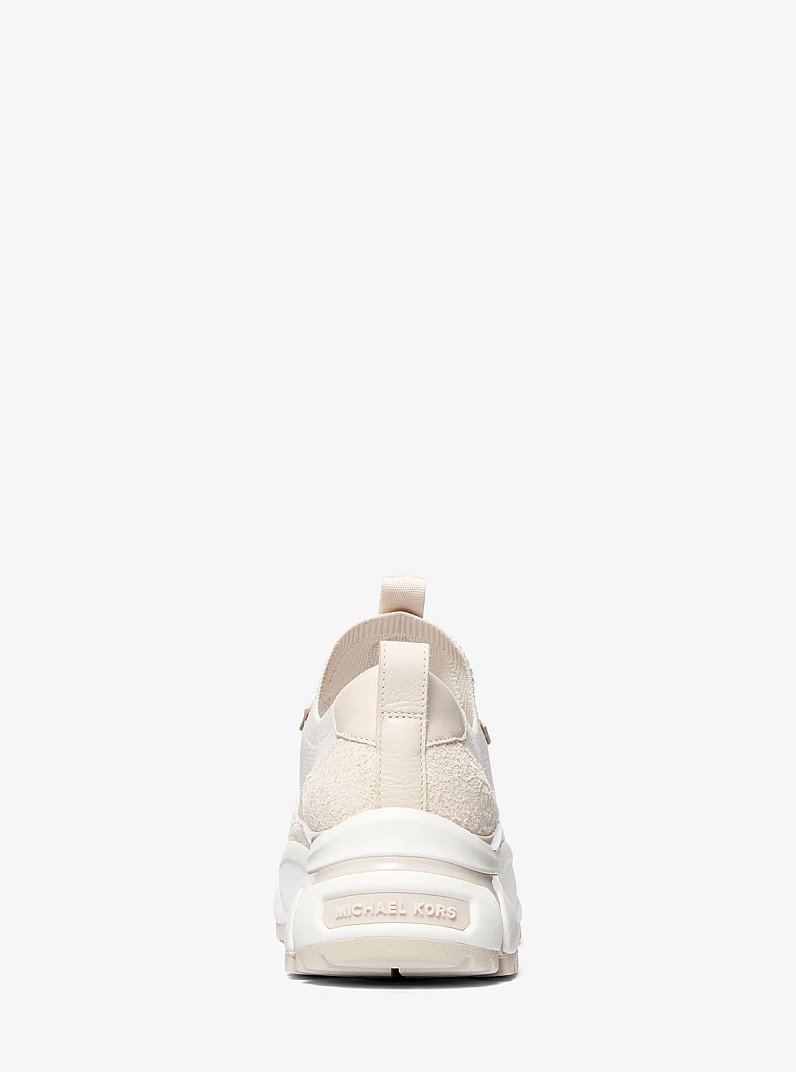 Darius Suede and Stretch Knit Trainer in ECRU MULTI | Michael Kors