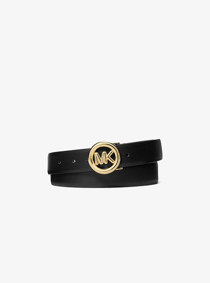 Cintura in pelle con logo in NERO | Michael Kors