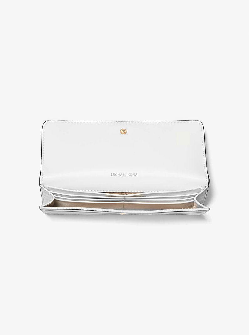 Grand portefeuille Jet Set en cuir saffiano avec bouton-pression sur le devant in BLANC OPTIQUE | Michael Kors