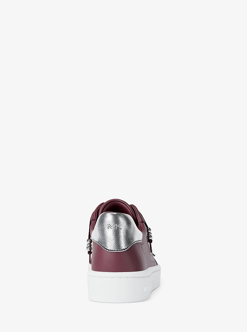 Scotty Embellished Leather Sneaker in OXBLOOD | Michael Kors