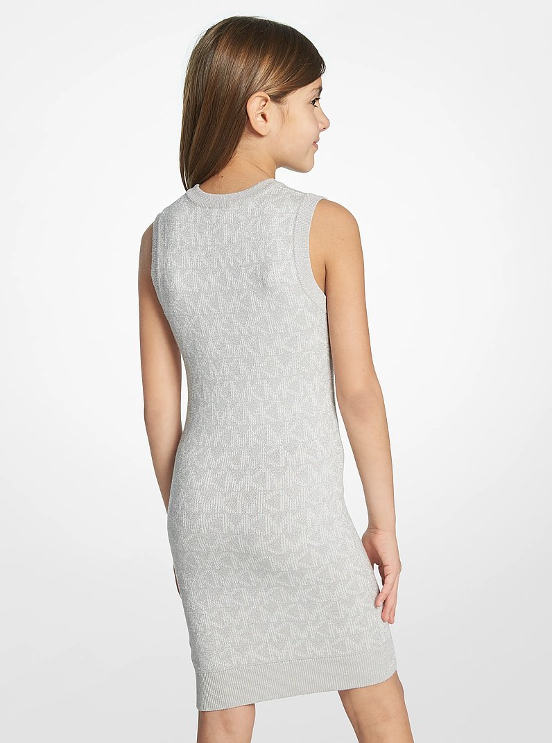 Metallic Logo Knit Tank Dress in PALE GREY | Michael Kors