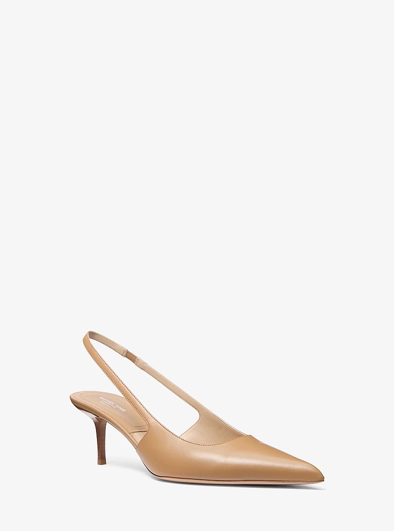 Emma Leather Slingback Pump in CAPPUCCINO | Michael Kors