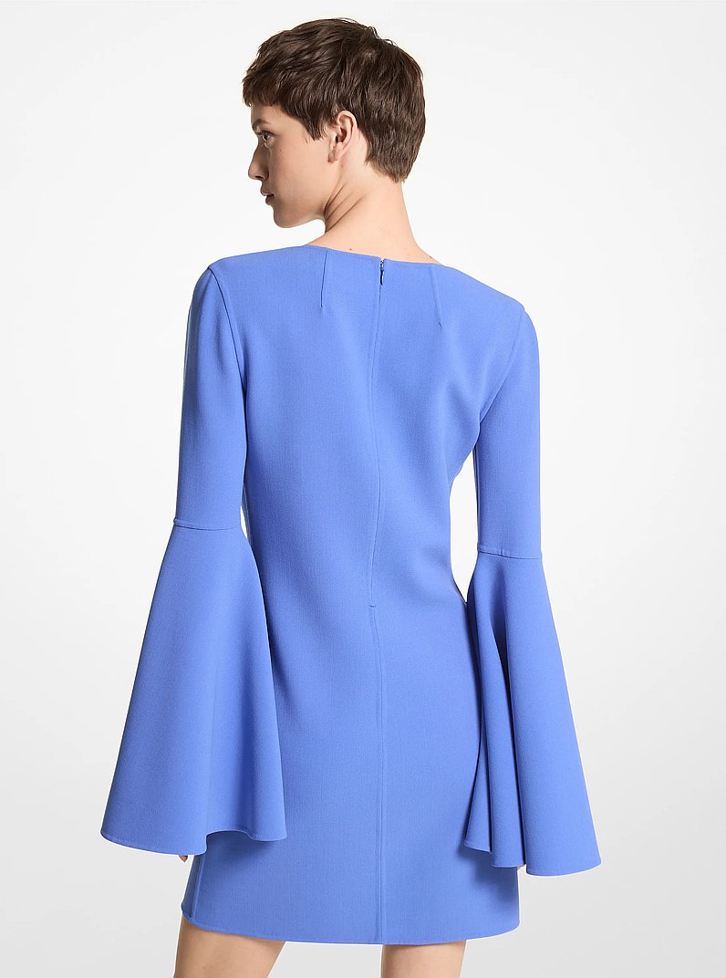 Double Faced Stretch Wool Barathea Flare-Sleeve Dress in AZURE | Michael Kors