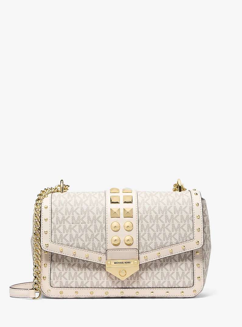 Soho Large Studded Signature Logo Shoulder Bag in LT CRM MULTI | Michael Kors