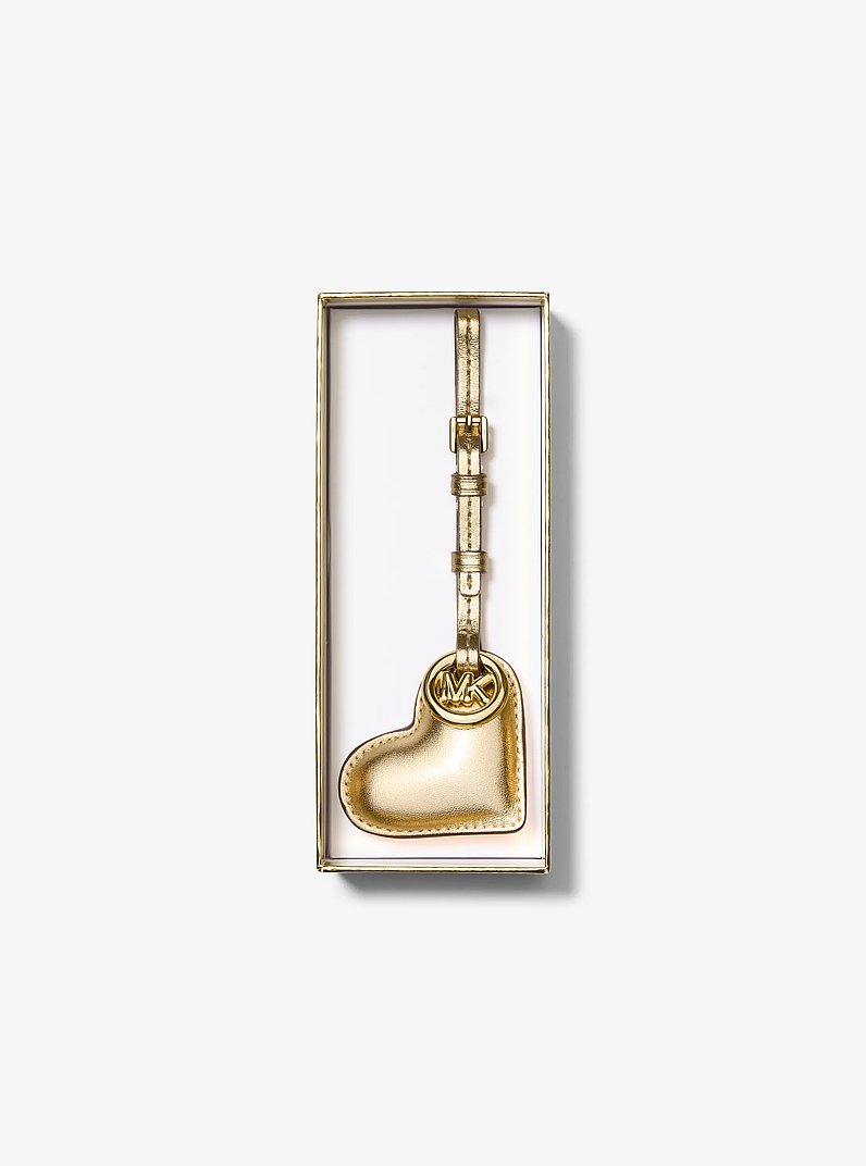 Metallic Puffy Heart Leather Bag Charm in PALE GOLD | Michael Kors
