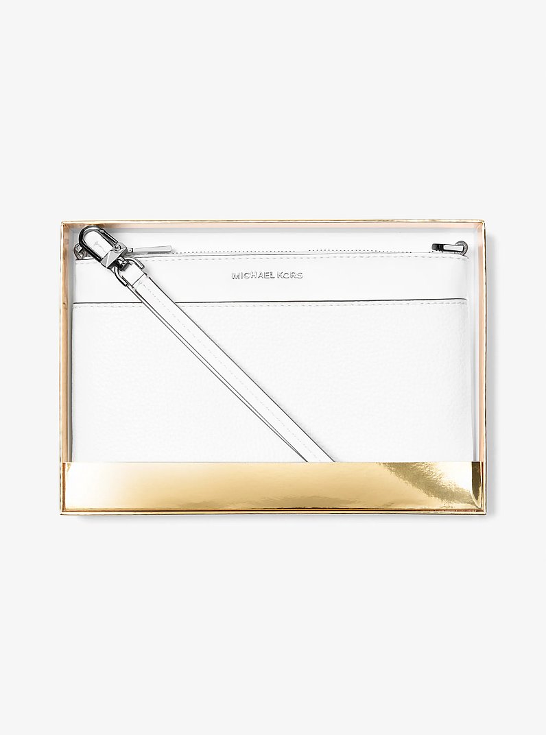 Jet Set Medium Pebbled Leather Convertible Wristlet in OPTIC WHITE | Michael Kors
