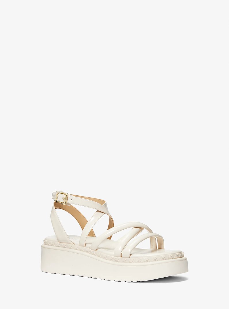 Sandalia Issa de charol sint&eacute;tico con plataforma entera in CREMA CLARO | Michael Kors