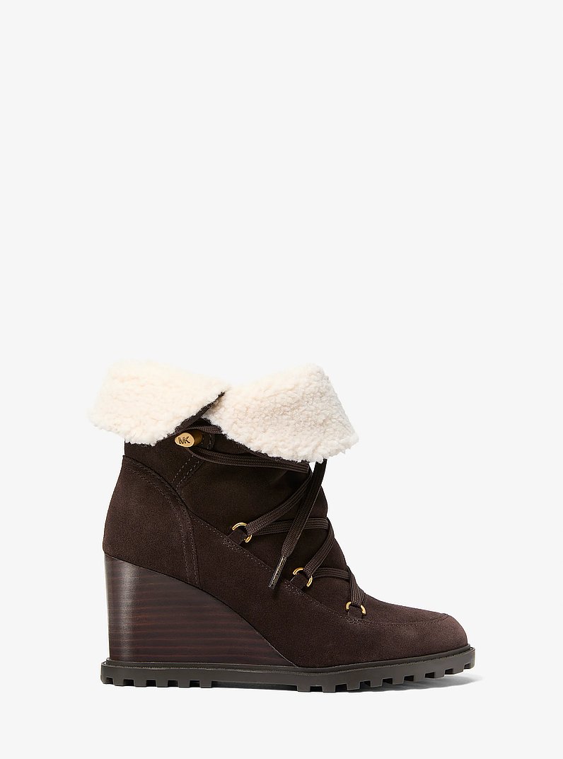 Blakely Suede Wedge Boot in CHOCOLATE | Michael Kors