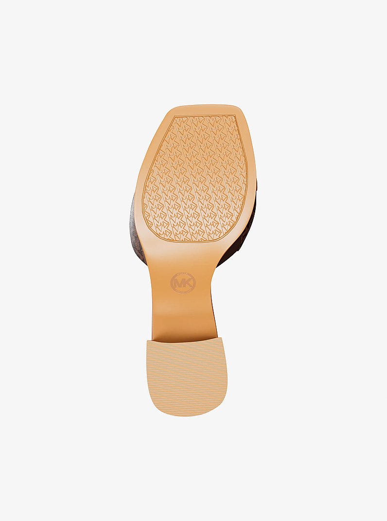 Carson Signature Logo Block Heel Sandal in BROWN | Michael Kors
