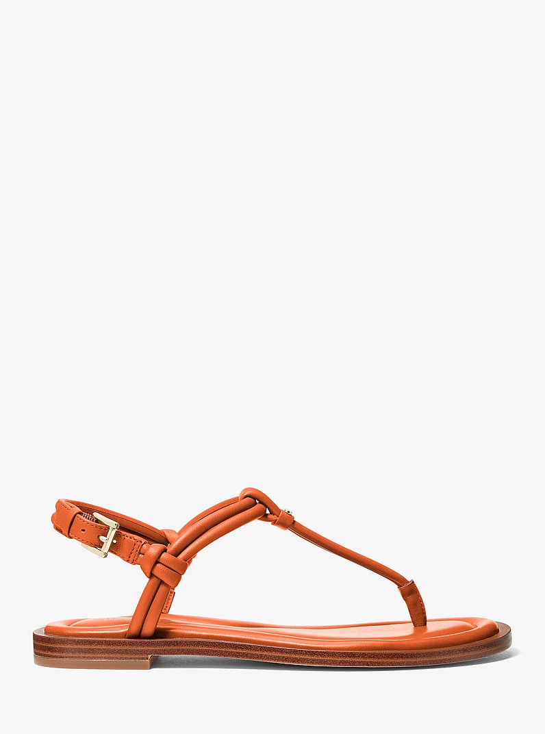 Sandale Astra en cuir &agrave; bride en T in PUNCH ORANGE | Michael Kors
