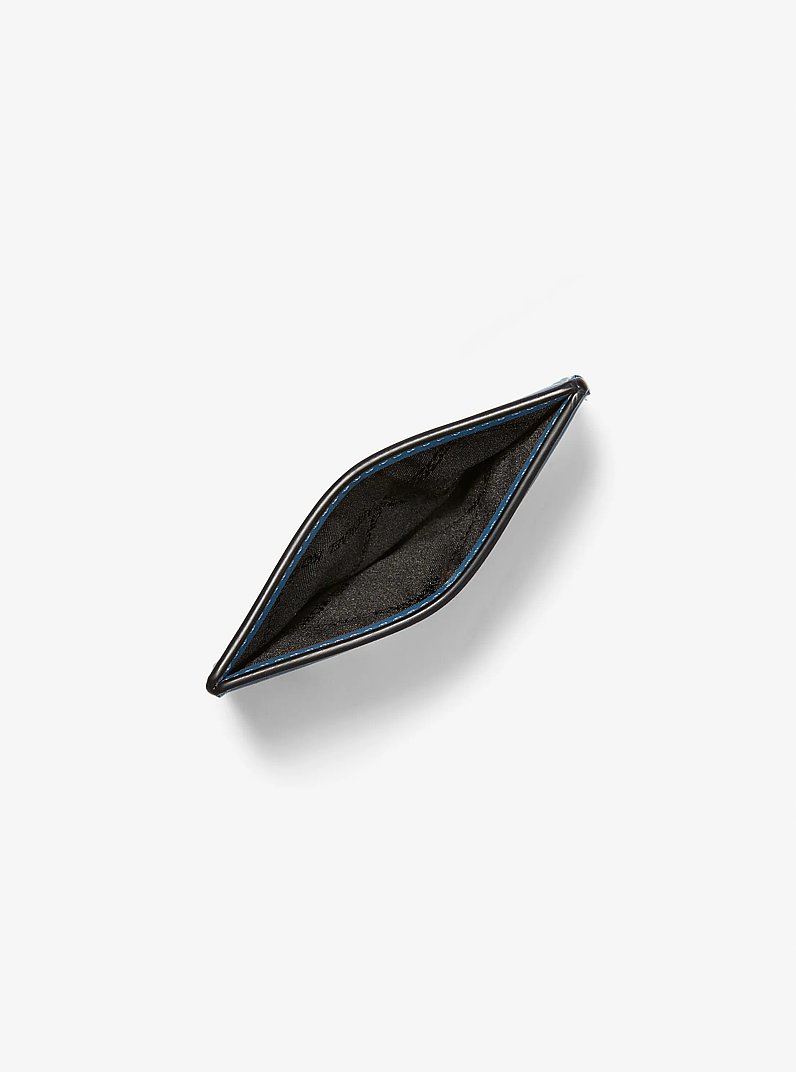 Hudson Embossed Pebbled Leather Tall Card Case in DK CHAMBRAY | Michael Kors