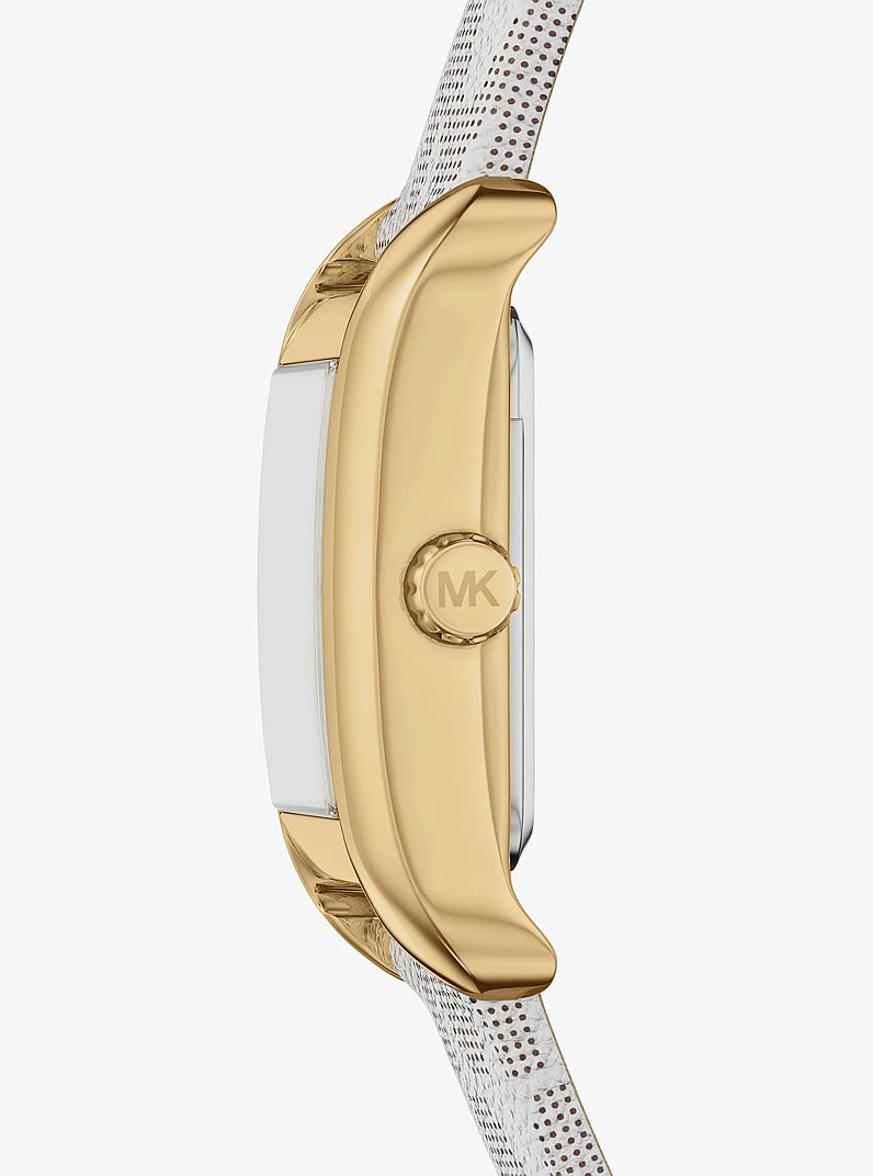 Mini Monroe Gold-Tone and Logo Strap Watch in GOLD | Michael Kors