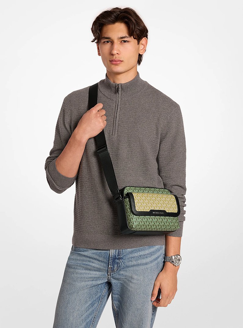 Cooper Medium Signature Logo Camera Bag in AMAZON GREEN MULTI | Michael Kors