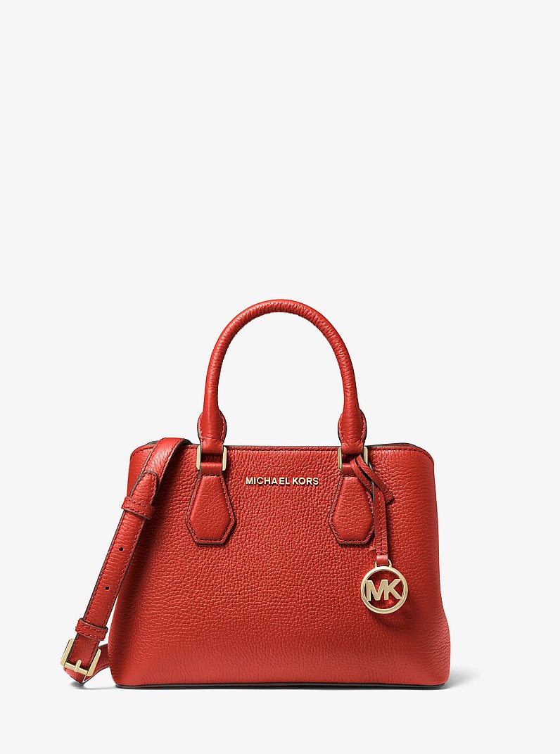 Camille Small Pebbled Leather Satchel in BR TERRACTTA | Michael Kors