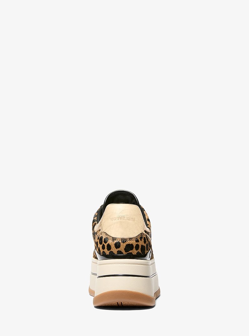 Plateau-Sneaker Hayes aus Kalbshaar mit Gepardenmuster in HUSK MULTI | Michael Kors
