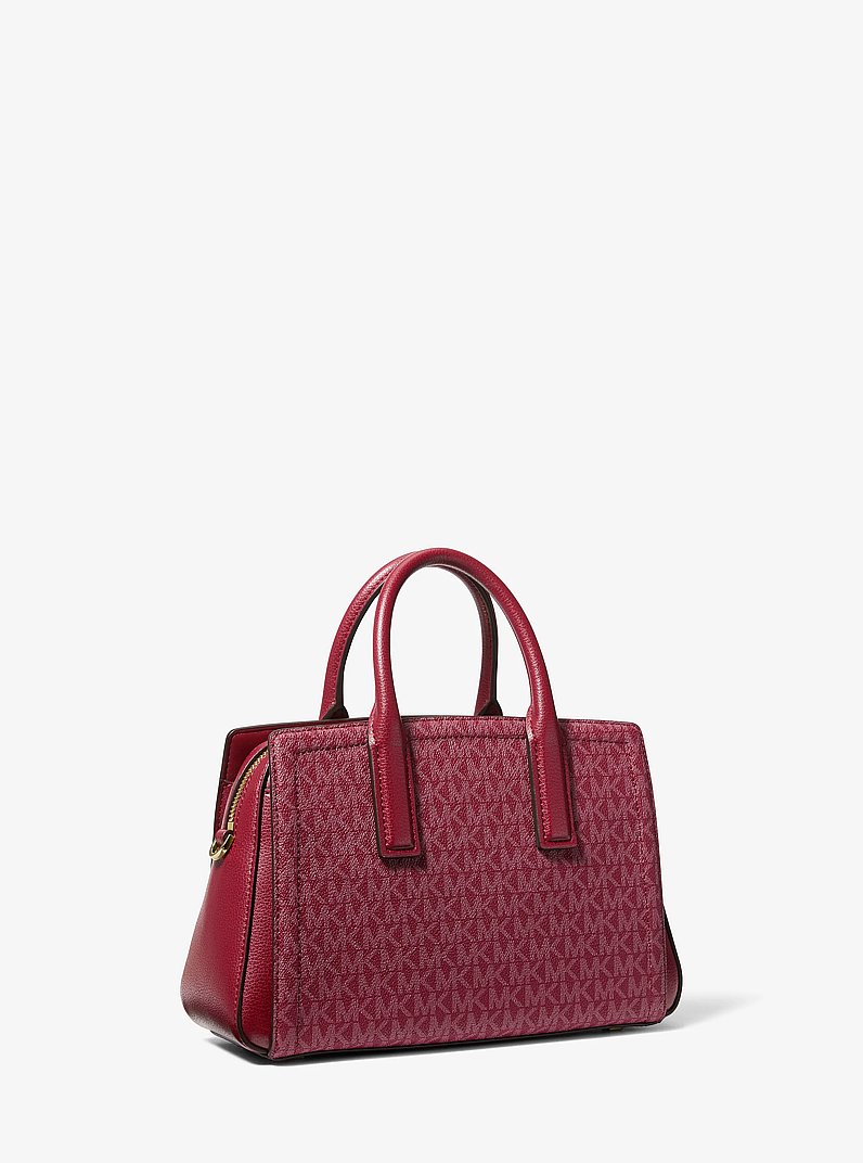 Laila Small Signature Logo Satchel in DEEP RED | Michael Kors
