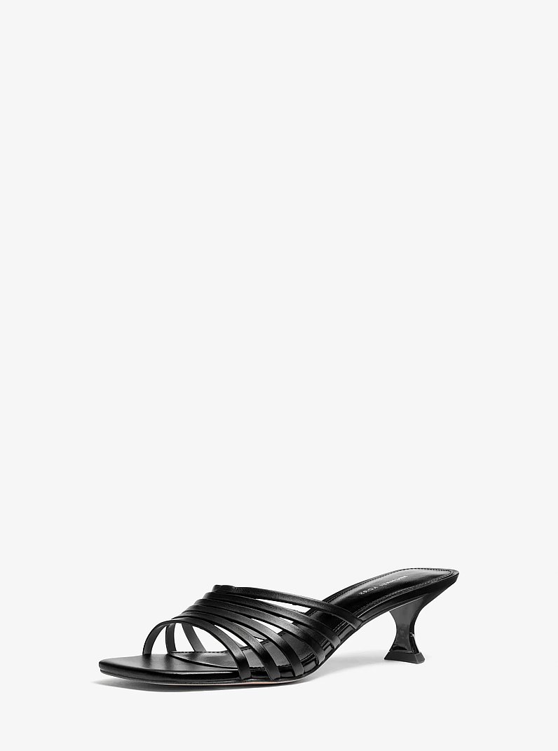 Haisley Leather Kitten Sandal in BLACK | Michael Kors