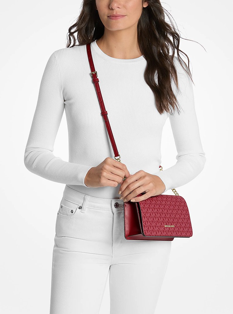Jet Set Medium Signature Logo Crossbody Bag in CEREZA | Michael Kors